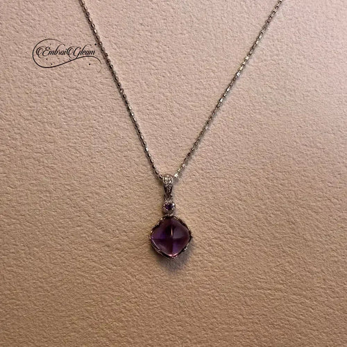 Stardust Amethyst · Silver - Set Amethyst Pendant Necklace - EmbroiGleam​