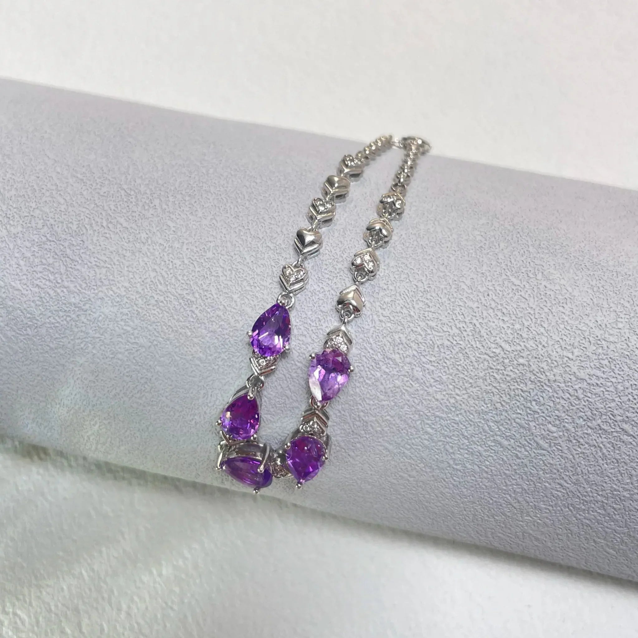 Stardust Violet Amethyst Silver - Set Bracelet - EmbroiGleam​