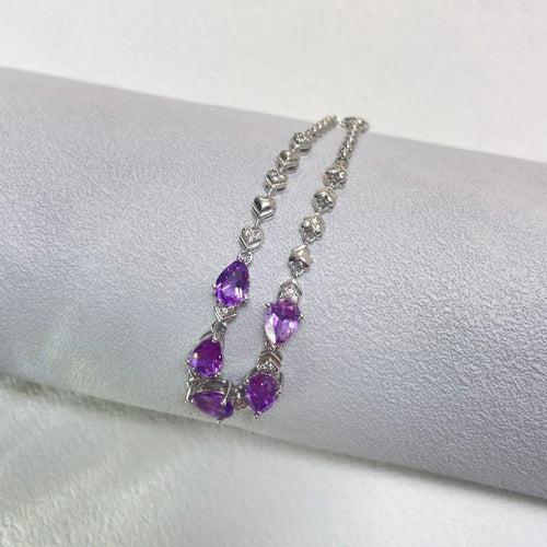 Stardust Violet Amethyst Silver - Set Bracelet - EmbroiGleam​