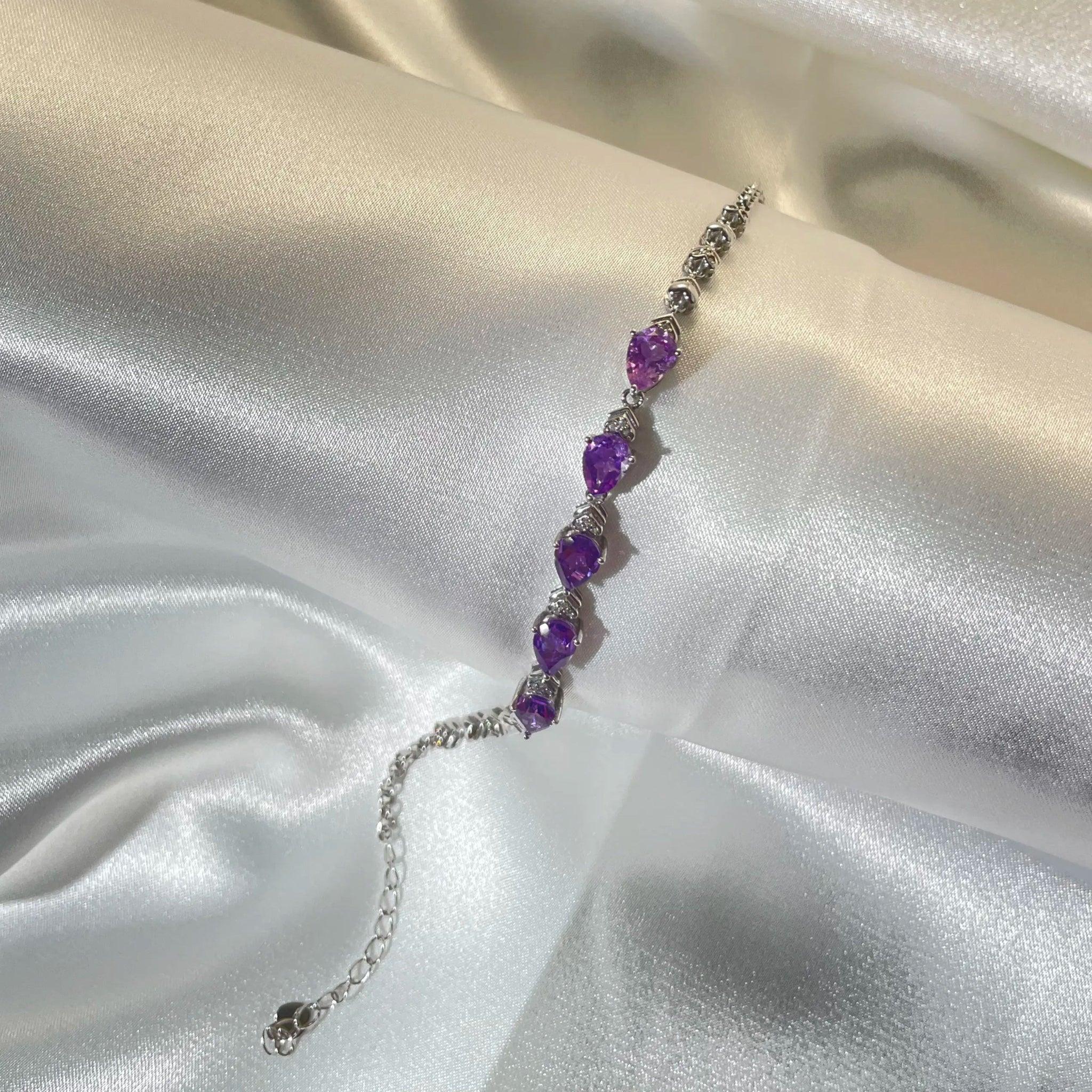 Stardust Violet Amethyst Silver - Set Bracelet - EmbroiGleam​