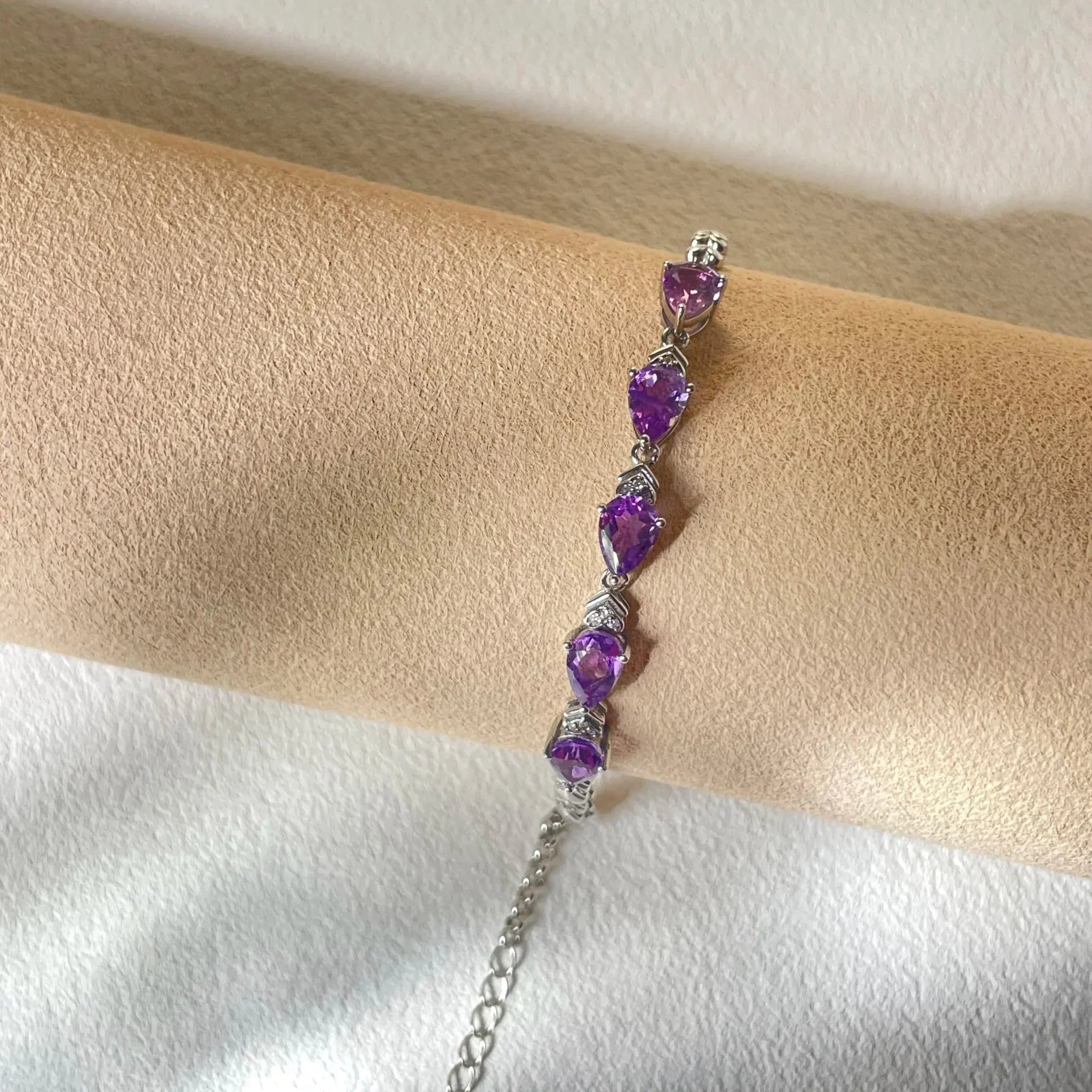 Stardust Violet Amethyst Silver - Set Bracelet - EmbroiGleam​