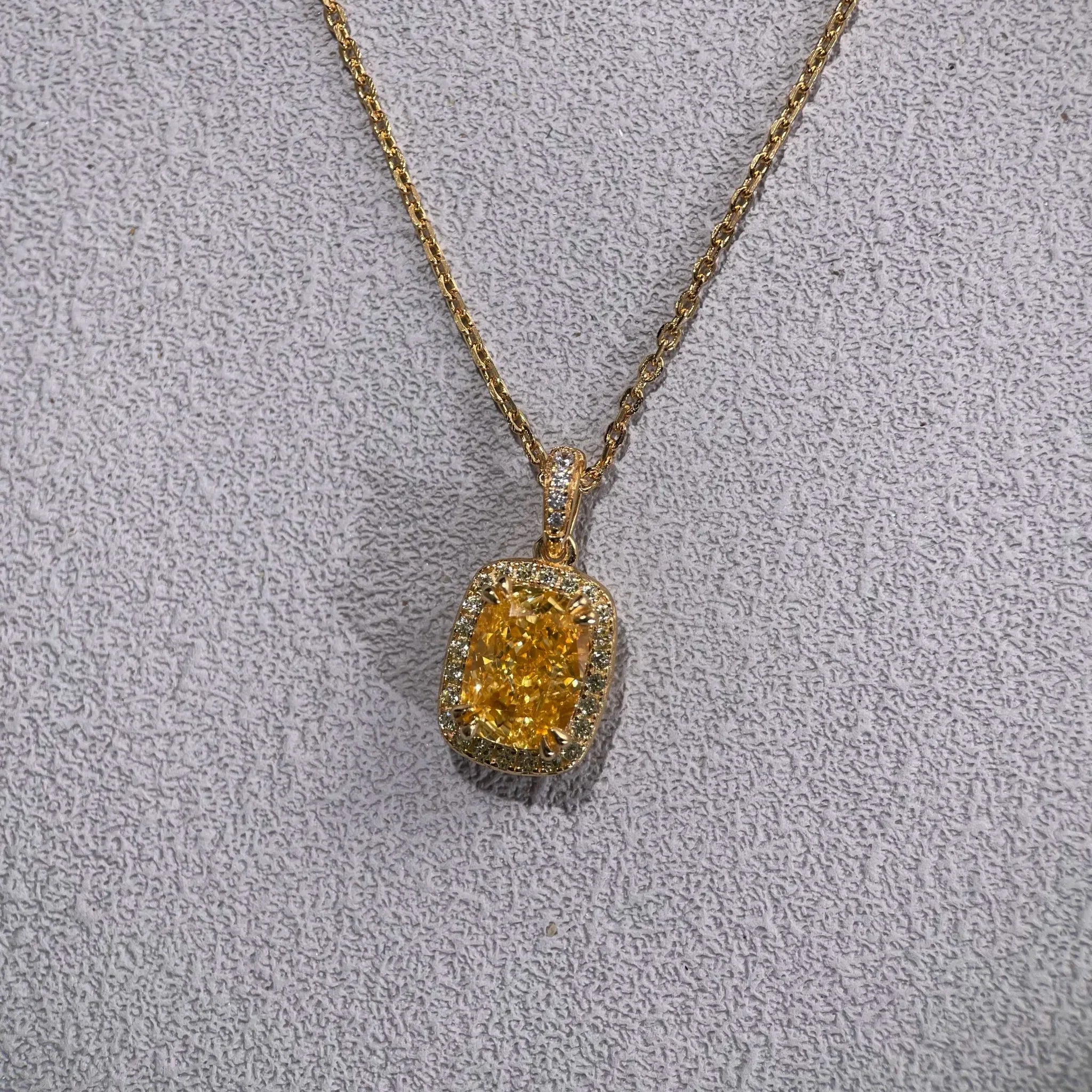 Stellar Glow · Gilded Fancy Yellow Diamond Silver Pendant Necklace - EmbroiGleam​