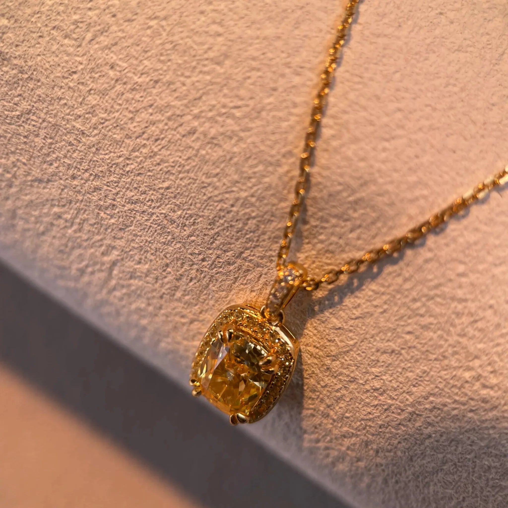 Stellar Glow · Gilded Fancy Yellow Diamond Silver Pendant Necklace - EmbroiGleam​